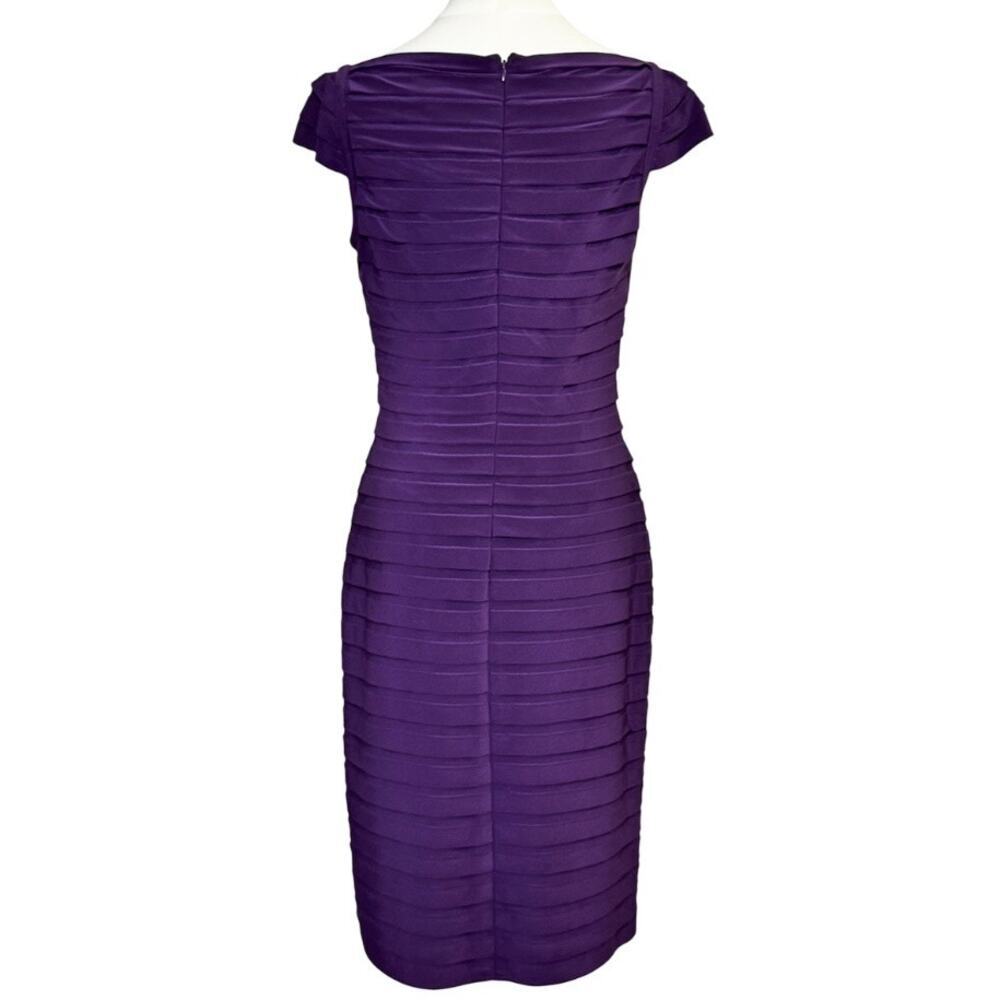 Adrianna Papell Purple Sheath Teired Midi Dress Banded Bodice Size 8 - Picture 5 of 9